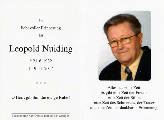 Sterbebild Leopold Nuiding